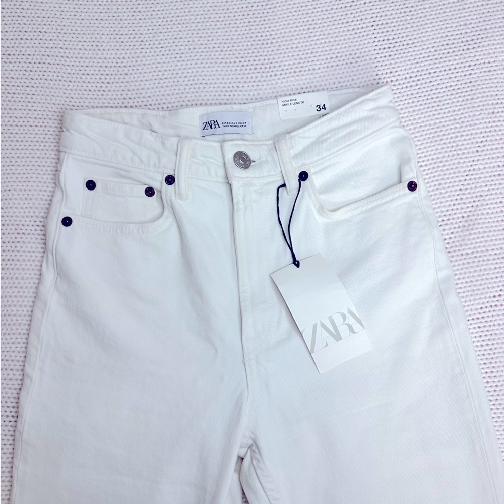 ZARA NWT High Rise Ankle Length Jeans in color Stovepipe Size 2 - Picture 4 of 8